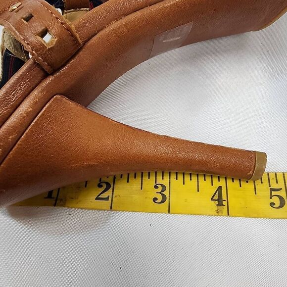 Michael Kors Size 9 Seaport T-Strap Luggage Leather High 4.5" Heels - Picture 8 of 8